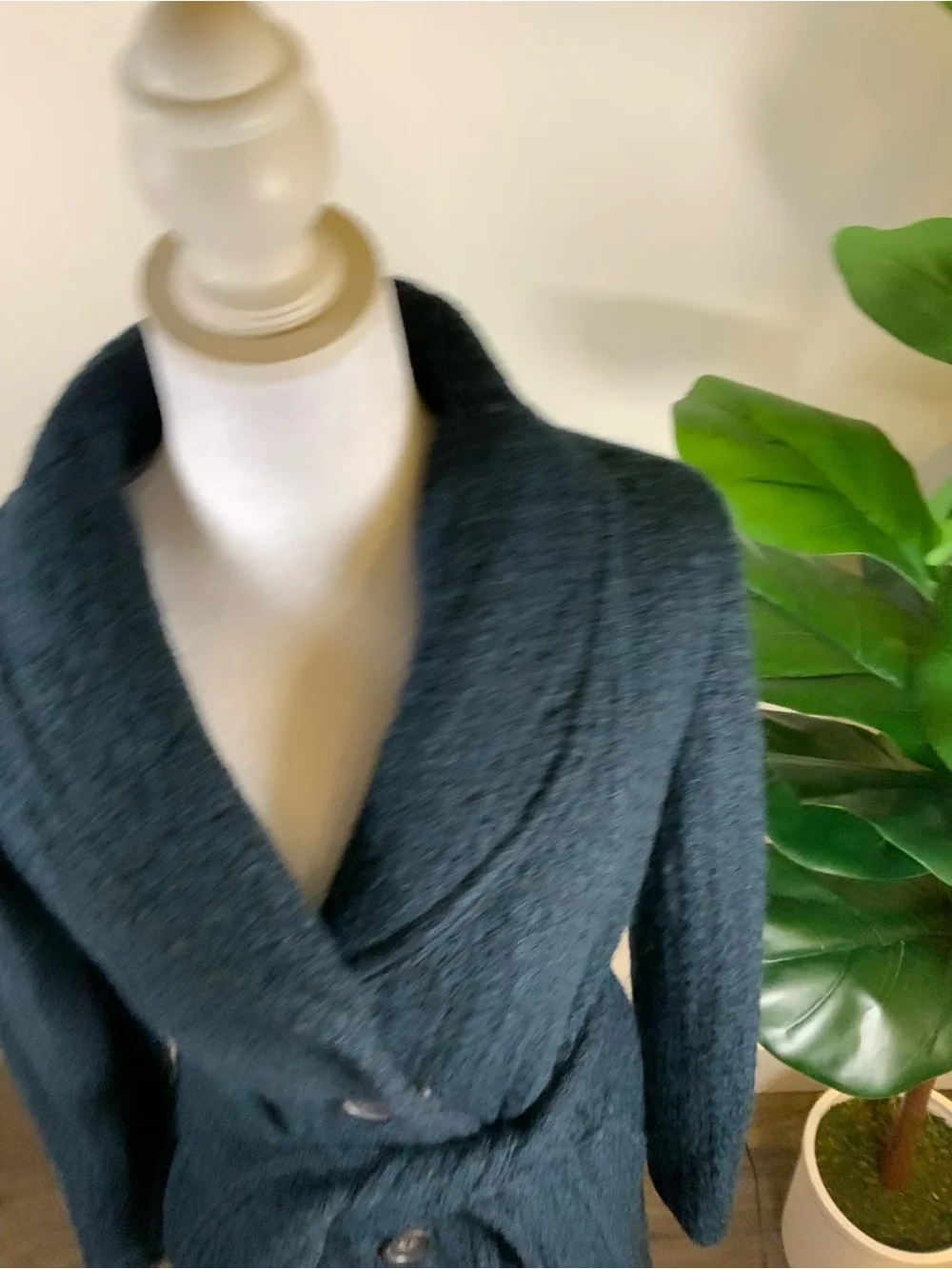 Banana Republic Dark Teal Shawl Collar Belted Trench Coat